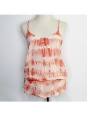 HELLO2YOU Coral Tie Dye Tank Top Cinched waist size XS